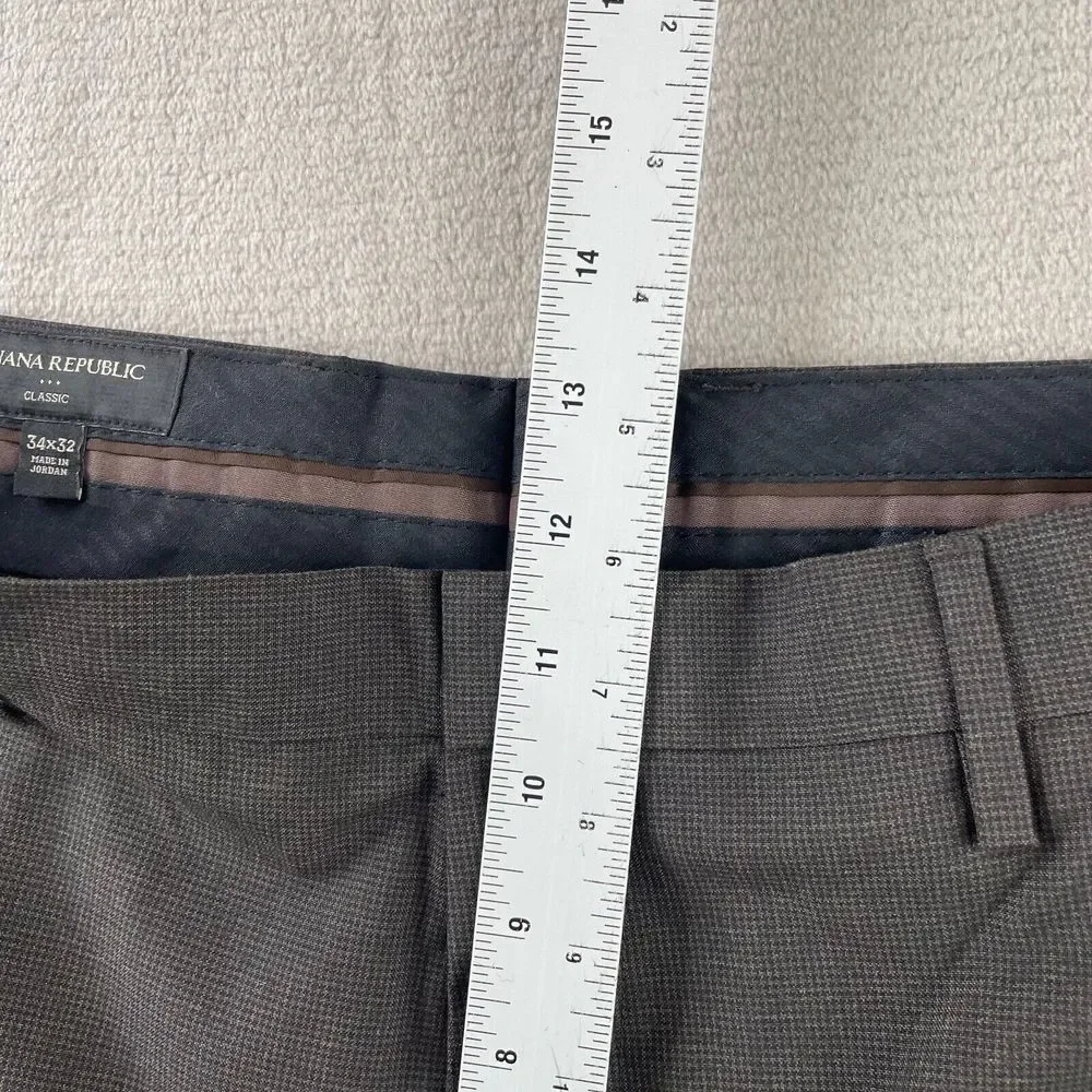Banana Republic Dress Pants Men 34x32 Heather‎ Brown Straight Leg Classic Fit